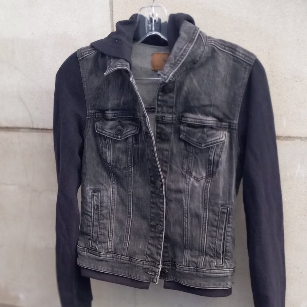 American Eagle Ladies Hoodie Sweat Jeans Jacket in Slack (S)